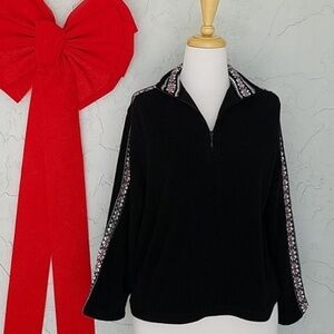 Sonoma Black Fleece Fairisle Pullover